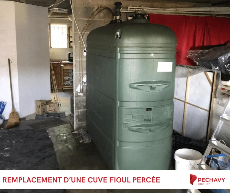 Remplacement d’une cuve fioul percée