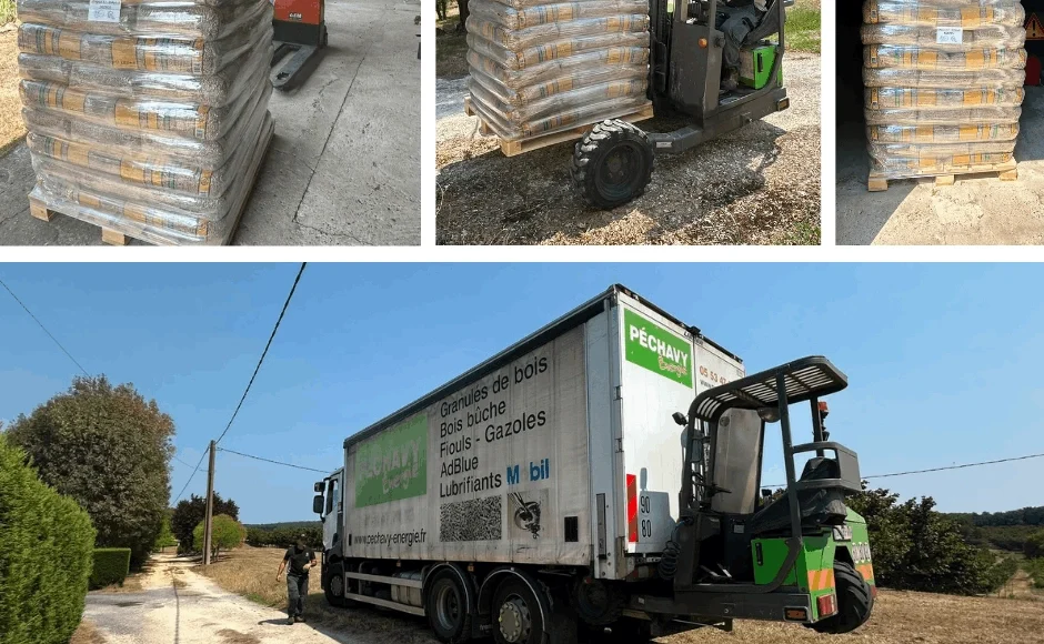 Livraison de granulés de bois - Livraison de palettes de granulés de bois Péchavy