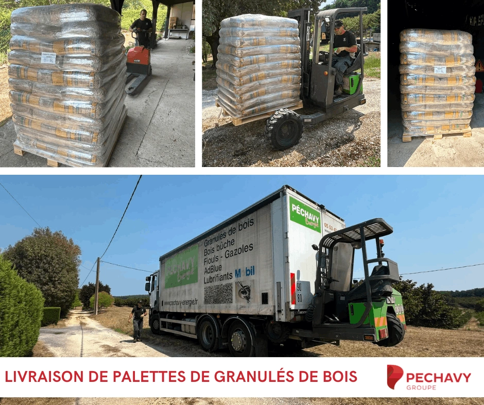 Livraison de granulés de bois - Livraison de palettes de granulés de bois Péchavy